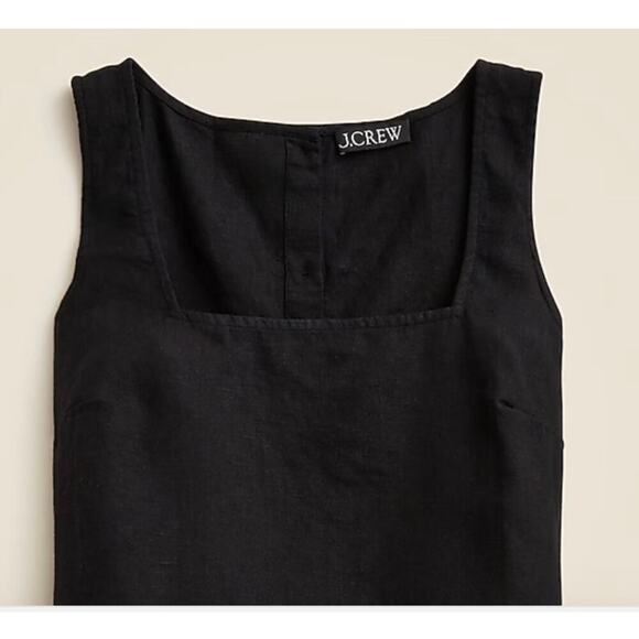 J. Crew Tops - J.Crew Linen Square Neck Cropped Button Black Tank Black Sz M #595